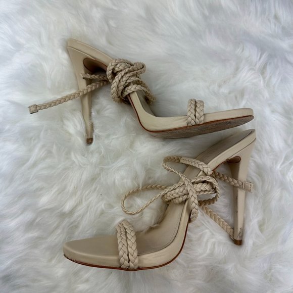 Schutz Jada Braided Ankle Tie Sandal in Egg Shell - Picture 6 of 9